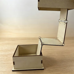 Personalized wooden photo box with waterfall-style flip cover panel - perfect for wedding, anniversary, or couple's photo storage gifts. The interior can hold souvenirs.