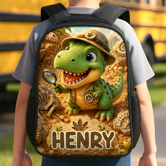 Custom Kids Front Printed Backpack - Personalized Back To School Gifts For Kids - Roar And Learn