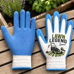 Custom Coated Grip Gardening Gloves - Personalized Birthday Garden Gifts For Gardeners, Husband, Son, Grandson, Brother, Grandpa, Dad, Yourself - Lawn Legend At Work