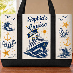 Custom Canvas Tote Bag - Personalized Summer Vacation And Travel Gifts For Mom, Dad, Brother, Sister - Sea Days Best Days