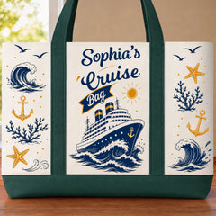 Custom Canvas Tote Bag - Personalized Summer Vacation And Travel Gifts For Mom, Dad, Brother, Sister - Sea Days Best Days