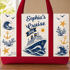 Custom Canvas Tote Bag - Personalized Summer Vacation And Travel Gifts For Mom, Dad, Brother, Sister - Sea Days Best Days