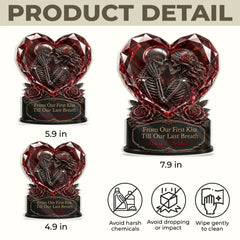 Custom Gothic Skeleton Acrylic Plaque - Personalized Halloween Decor, Anniversary Wedding Gifts For Husband And Wife, Him And Her - Dark And Beautiful Love Moments