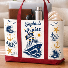 Custom Canvas Tote Bag - Personalized Summer Vacation And Travel Gifts For Mom, Dad, Brother, Sister - Sea Days Best Days