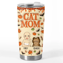 Cute Witch Cat Halloween - Cat Personalized Custom 3D Inflated Effect Printed Tumbler - Halloween Gift For Pet Owners, Pet Lovers