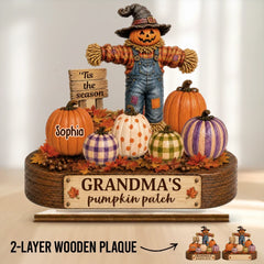 Custom Pumpkin 2-Layered Wooden Plaque - Personalized Birthday Gifts For Mom, Grandma - Making Sweet Fall Memories