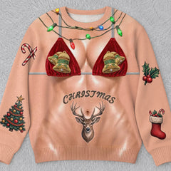 Custom Funny Ugly Sweatshirt - Personalized Christmas Birthday Gifts For Wife, Daughter, Besties, Sisters, Granddaughter, Grandma, Mom, Yourself - Sleighing All Day