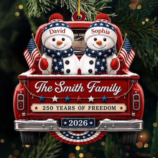 Custom Acrylic Ornament - Personalized America 250th Anniversary Christmas Gifts For Mom, Dad, Brother, Sister - Driven By Love United By Freedom