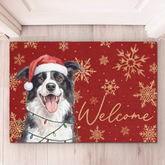 Custom Photo Home Decor Decorative Mat - Personalized Christmas Birthday Gifts For Dog Cat Lovers, Dog Dad And Mom, Cat Owners - Paws And Holiday Cheer