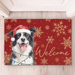Custom Photo Home Decor Decorative Mat - Personalized Christmas Birthday Gifts For Dog Cat Lovers, Dog Dad And Mom, Cat Owners - Paws And Holiday Cheer