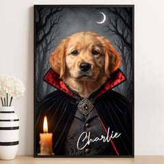 Custom Photo Vampire Vertical Poster - Personalized Halloween Birthday Gifts For Dog Cat Lovers, Dog Dad And Mom, Cat Owners - Fur Real Spooky