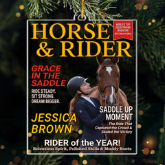 Custom Photo Magazine Acrylic Ornament - Personalized Christmas Birthday Gifts For Men and Women, Horse Lovers - Born To Ride
