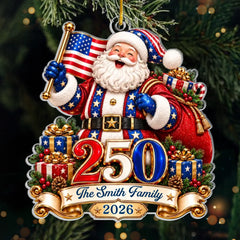 Custom Acrylic Ornament - Personalized America 250th Anniversary Christmas Gifts For Mom, Dad, Brother, Sister - Generations Gather Here