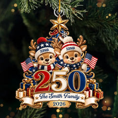 Custom Acrylic Ornament - Personalized America 250th Anniversary Christmas Gifts For Mom, Dad, Brother, Sister - Christmas Cheer Starts Here