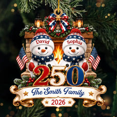 Custom Acrylic Ornament - Personalized America 250th Anniversary Christmas Gifts For Mom, Dad, Brother, Sister - Winter Wishes
