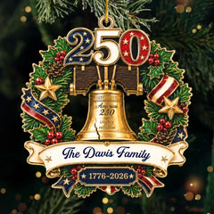 Custom Acrylic Ornament - Personalized America 250th Anniversary Christmas Gifts For Mom, Dad, Brother, Sister - Generations Of Freedom And Love
