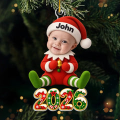 Custom Photo Baby Elf First Christmas Gifts For Kids - Personalized Acrylic Ornament