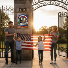 Personalized USA 250th Anniversary Commemorative Metal Sign - Custom Name Eagle Shield for Family Decor