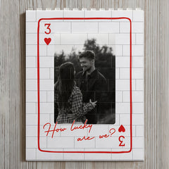 King And Queen Custom Couples Photo How Luck We Are - Personalized Photo Rectangle Building Brick