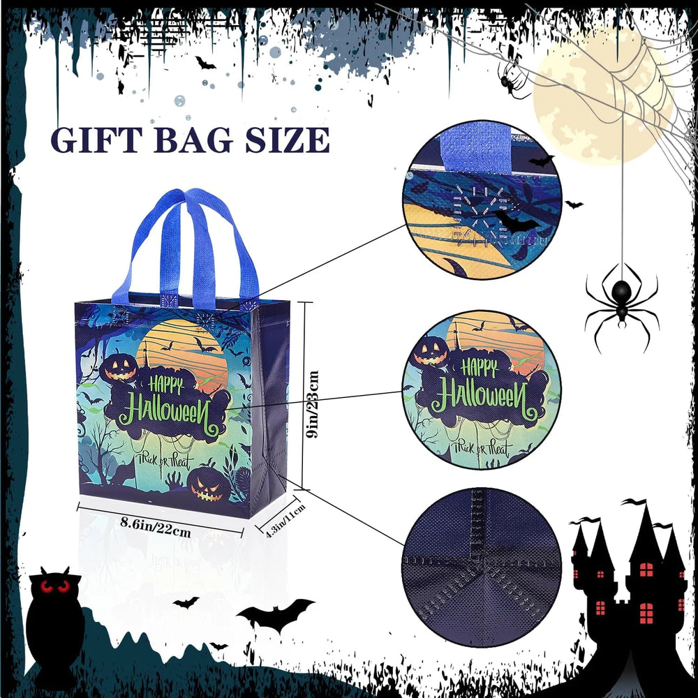 twelve non-woven trick or treat tote bags in twelve designs - product photo 2 of 7