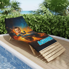 Custom Monster Truck Beach Towel with Photo, Birthday Gift for Kids, Boys, Grandson & Son.