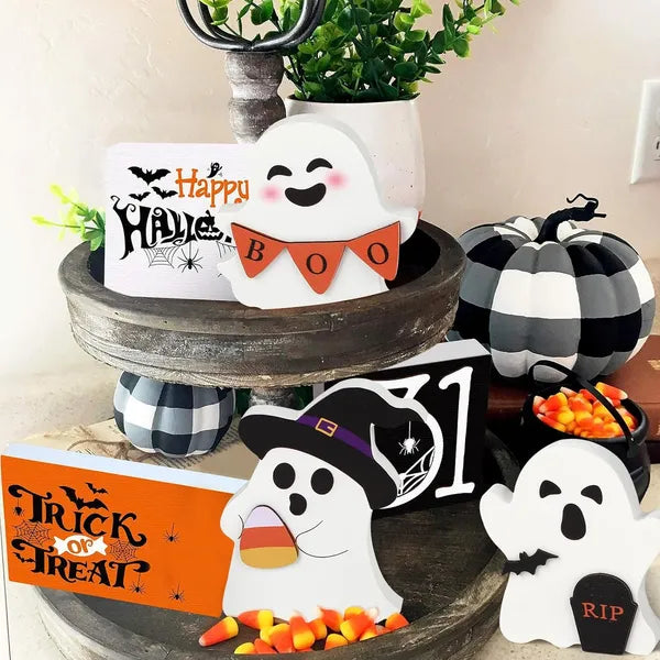 set of 3 wooden ghost tiered tray signs - product photo 5 of 6