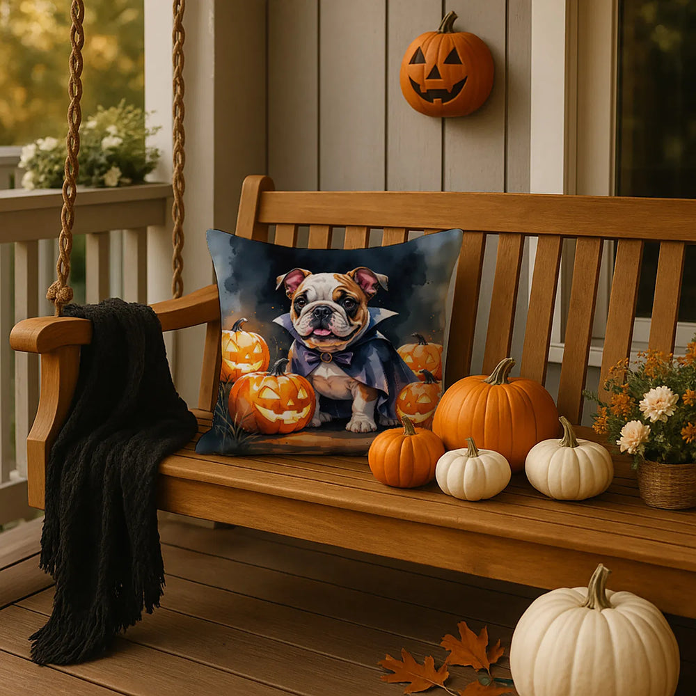 english bulldog puppy halloween throw pillow with insert - product photo 4 of 8