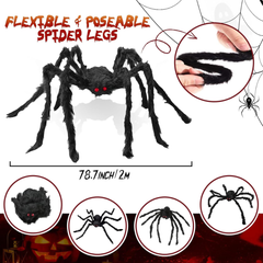 6.6 ft furry giant spider with bendable legs - product photo 4 of 7
