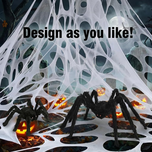 450 sq ft stretchable spider web with 10 ground stakes One Size