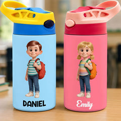 Custom Kids Insulated Water Bottle - Personalized Back To School Gifts For Kids - Ready To Learn