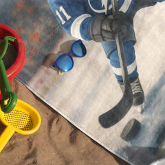 Personalized Hockey Team Beach Towel: Custom Face, Number & Name Pool Towel, Game Day Gift.