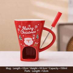 Christmas chocolate melting oven ceramic hot pot cup Microwave oven heated cheese Halloween cup