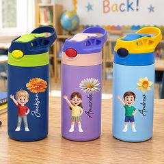 Custom Kids Insulated Water Bottle - Personalized Back To School Gifts For Kids - New Year New Adventures