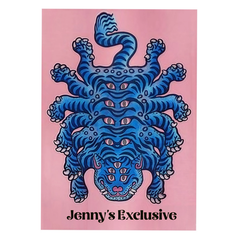 Psychedelic Multi-Eyed Blue Tiger Tattoo Style Throw Blanket