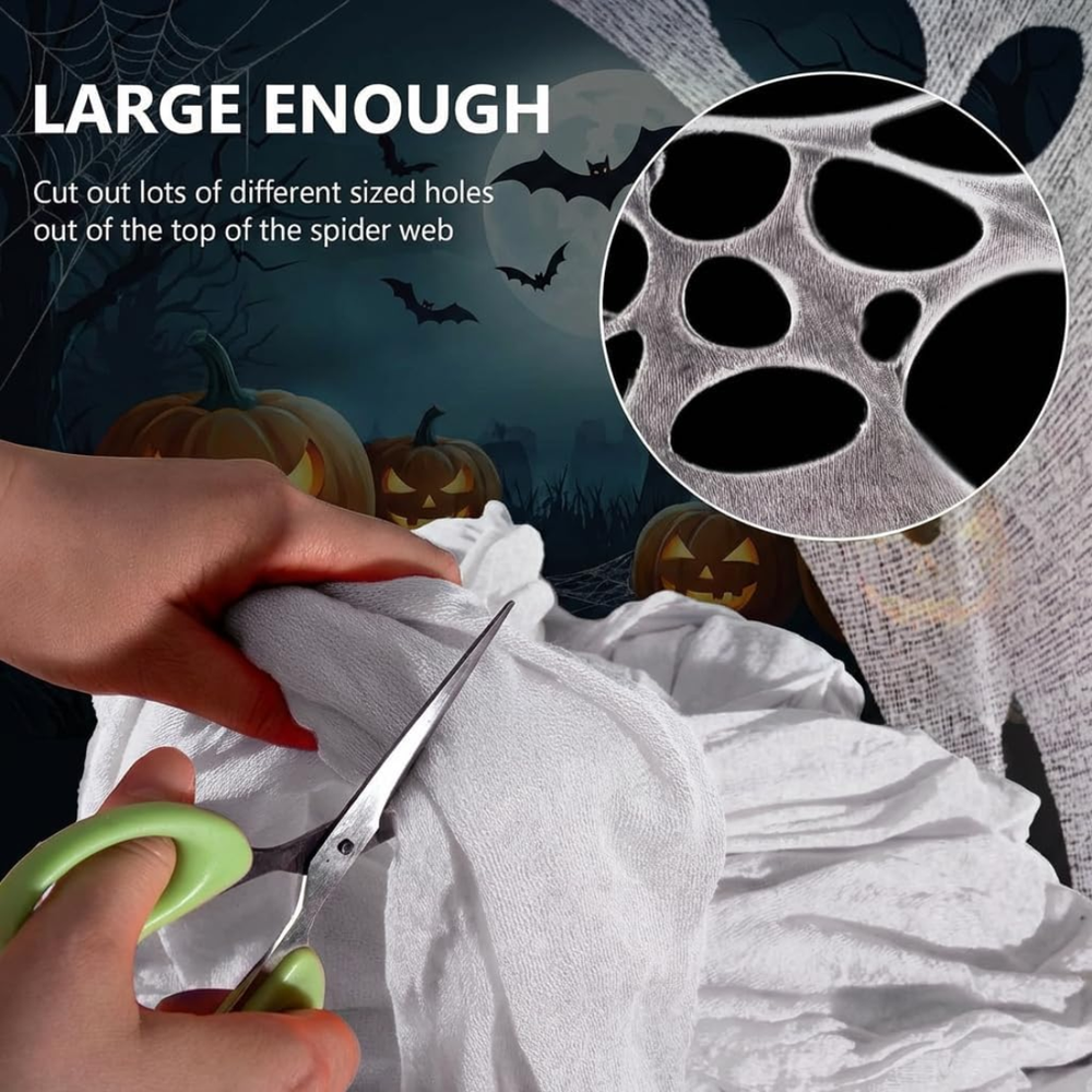 450 sq ft stretchable spider web with 10 ground stakes - product photo 3 of 4