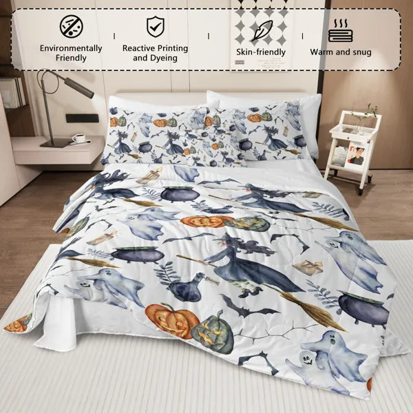 8 piece witch pattern Halloween comforter set - product photo 3 of 6