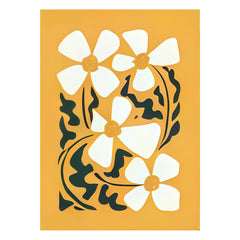Boho Yellow Floral Black Abstract Leaves Pattern Throw Blanket