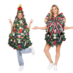Christmas Tree Photo Booth Prop, Christmas Tree Cutout Stand-In Photo Prop with Face Hole, Xmas Party Selfie Decoration for Holiday Party