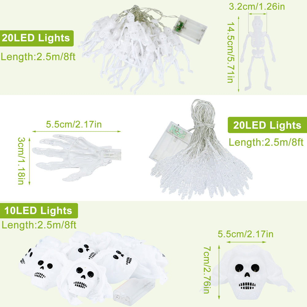 3 set halloween string lights, 50 LEDs on 24 ft - product photo 4 of 10