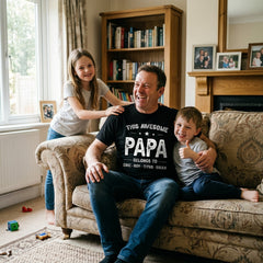 Custom "This Awesome Papa Belongs To" Kids Names T-Shirt