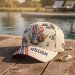Personalized Veteran "Proudly Served" Name & Rank Baseball Cap