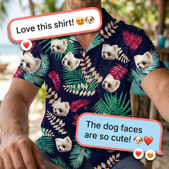 Custom Photo Hawaiian Shirt – Personalized Teal Paradise & Tropical Bloom Tee – Unique DIY Coastal Beach Vibe Gift
