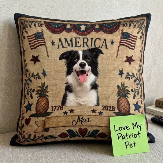 Personalized Vintage America Custom Pet Pillow
