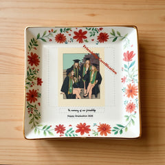 Custom Graduation Friendship Jewelry Dish - Personalized 2026 Class Photo Keepsake Tray
