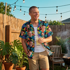 Neon Tropical Floral Print Bold Hawaiian Shirt