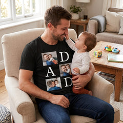 Personalized "DAD" Photo Grid Custom T-Shirt for Dad