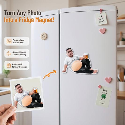Funny Beer Belly Man Lying Pose Refrigerator Magnet