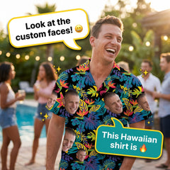 Neon Tropical Floral Print Bold Hawaiian Shirt