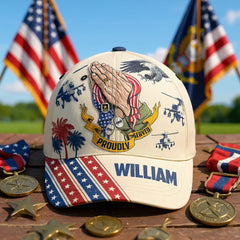 Personalized Veteran "Proudly Served" Name & Rank Baseball Cap