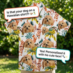 Vibrant Tropical Leaf Print Short-Sleeve Aloha Shirt